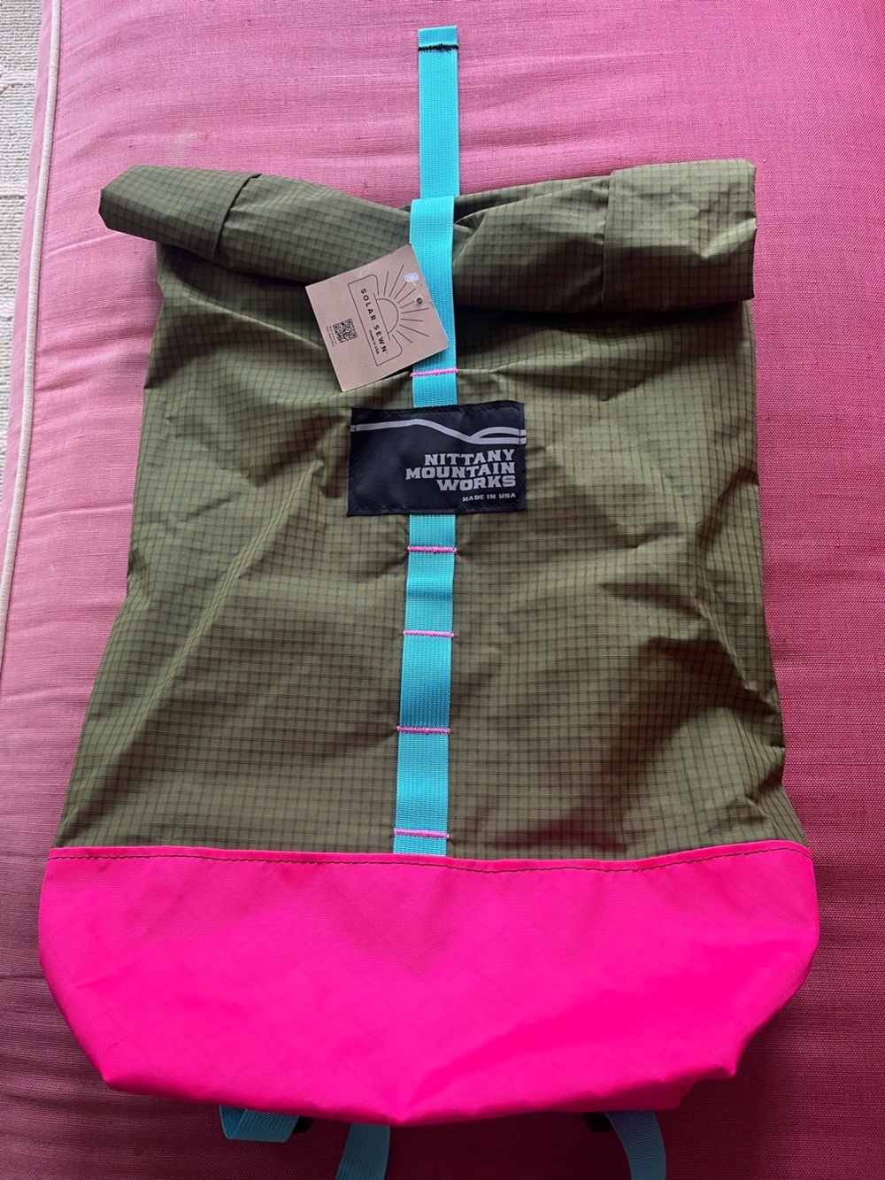 New Bright Pink & green Backpack